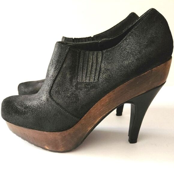 Rachel Comey Black Suede Platform Heeled Booties Size 9 - Picture 1 of 6